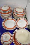 QTY OF BISTO GILT, BLUE AND ORANGE BORDERED DINNER WARES