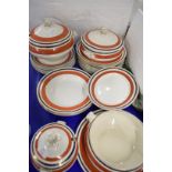 QTY OF BISTO GILT, BLUE AND ORANGE BORDERED DINNER WARES