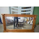 20TH CENTURY PINE FRAMED OVERMANTEL MIRROR, 143CM WIDE