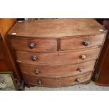 VICTORIAN MAHOGANY BOW FRONT CHEST OF TWO SHORT OVER THREE LONG DRAWERS