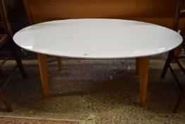 RETRO WHITE OVAL TOPPED COFFEE TABLE, 110CM WIDE
