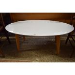RETRO WHITE OVAL TOPPED COFFEE TABLE, 110CM WIDE