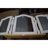 MODERN WHITE FRAMED TRIPLE DRESSING TABLE MIRROR, 64CM HIGH