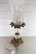 LARGE CLEAR GLASS AND METAL MOUNTED TABLE LAMP