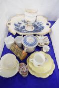 MIXED LOT OF CERAMICS TO INCLUDE ROYAL COMMEMORATIVE GOBLET, REPRODUCTION DELFT MUG, CUPS AND