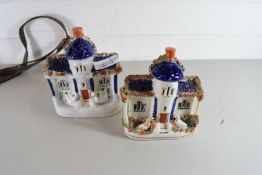 PAIR OF STAFFORDSHIRE MODEL HOUSES