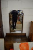 EARLY 20TH CENTURY OAK TWO DRAWER DRESSING TABLE WITH MIRRORED BACK