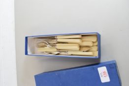 BOX CONTAINING SILVER PLATED FISH CUTLERY