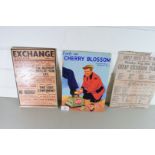 CHERRY BLOSSOM BOOT POLISH ADVERTISING PICTURE TOGETHER WITH A LISTING FOR THE EXCHANGE DEREHAM, AND