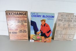 CHERRY BLOSSOM BOOT POLISH ADVERTISING PICTURE TOGETHER WITH A LISTING FOR THE EXCHANGE DEREHAM, AND