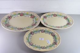 GRADUATED SET OF THREE ROYAL DOULTON OVAL FLORAL PATTERN MEAT PLATES