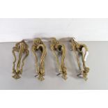 SET OF FOUR BRASS DOOR HANDLES WITH FOLIAGE DETAIL