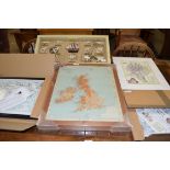 MIXED LOT COMPRISING A FRAMED DISPLAY OF MARINE KNOTS, A REPRODUCTION MAP OF NORWICH, REPRODUCTION