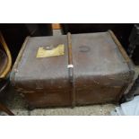 VINTAGE WOOD FRAMED STEAMER TRUNK, 76CM WIDE