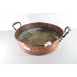 CIRCULAR COPPER TWO-HANDLED PAN