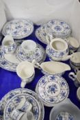 LARGE QTY OF JOHNSON BROS INDIES PATTERN BLUE AND WHITE TABLE WARES