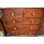 VICTORIAN MAHOGANY CHEST OF TWO SHORT OVER THREE LONG DRAWERS, 113CM WIDE