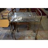 RETRO METAL AND GLASS DRINKS TROLLEY, 50CM WIDE