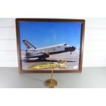 DESK ORNAMENT MODELLED AS A ROCKET, TOGETHER WITH A FRAMED PHOTOGRAPH OF A NASA SPACESHIP