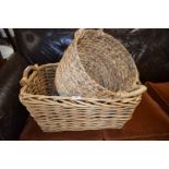 WICKER BASKET, A FURTHER BASKET, A HOLE PUNCH AND WOODEN BIRD MODELS