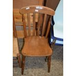 SINGLE BEECHWOOD KITCHEN CHAIR WITH TURNED FRONT LEGS