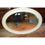 OVAL WALL MIRROR IN PAINTED FRAME, 88CM WIDE