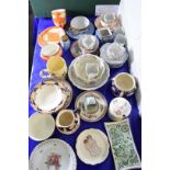 MIXED LOT OF JAPANESE PORCELAIN CUPS AND SAUCERS, ENGLISH TEA WARES, 20TH CENTURY GERMAN BOWLS
