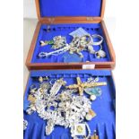 FORMER CUTLERY BOX CONTAINING MIXED COSTUME JEWELLERY