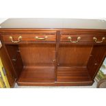 REPRODUCTION MAHOGANY VENEERED BOOKCASE CABINET WITH TWO DRAWERS PRODUCED BY SIDNEY SMITH, CABINET