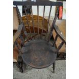 EARLY 20TH CENTURY ELM SEATED STICK BACK WINDSOR TYPE CHAIR