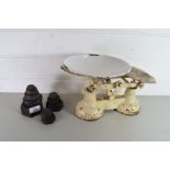 VINTAGE KITCHEN SCALES AND IRON WEIGHTS