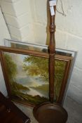 MIXED LOT COMPRISING COPPER BED WARMING PAN, PRINT AFTER CONSTABLE AND A FURTHER OLEOGRAPH PRINT