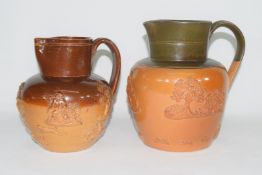 Doulton Lambeth brown harvest ware jug and one other