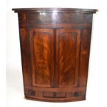 19th century mahogany corner cabinet of large proportions, the bow front body with two panelled