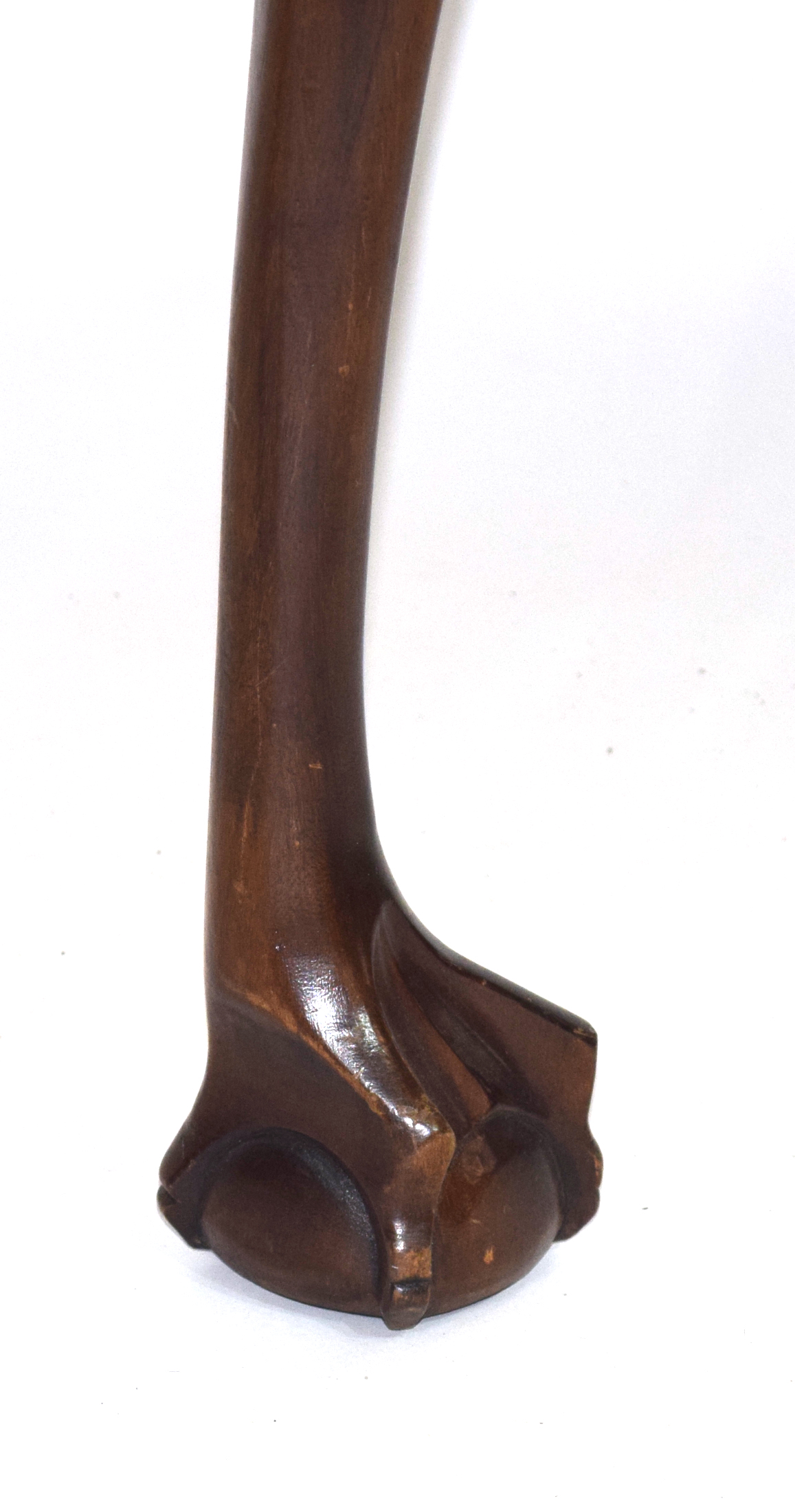 Edwardian mahogany demi-lune side table raised on three cabriole legs with ball and claw feet - Image 5 of 7