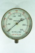 Vintage brass cased pressure gauge