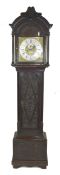 Ornately carved longcase clock, with gilt dial mounted with Roman chapter ring, subsidiary minutes