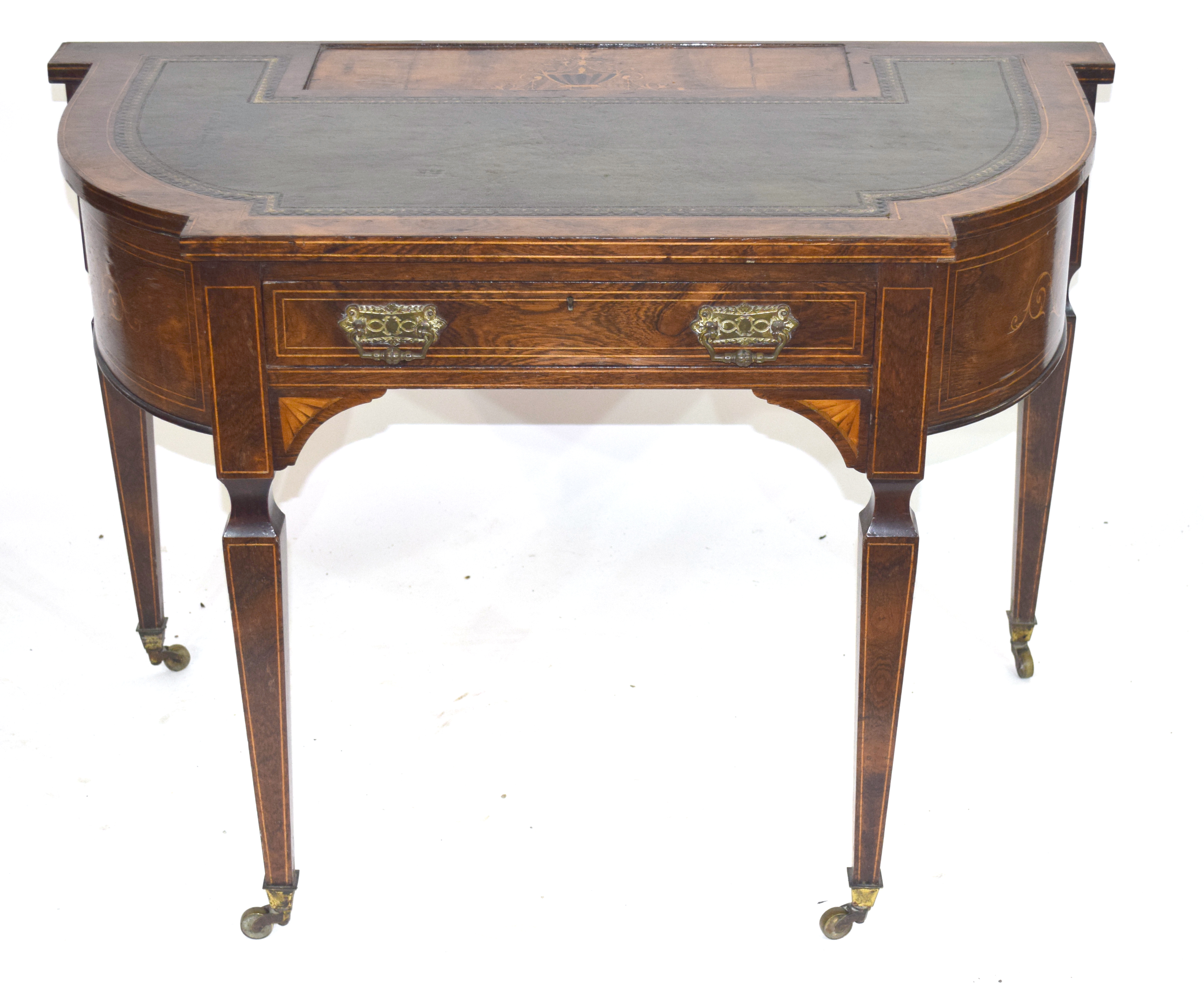 Late 19th century walnut veneered writing desk - Image 2 of 8