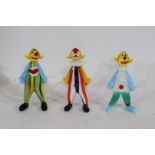 Three Murano-style Clowns