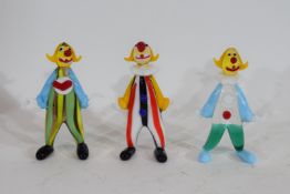 Three Murano-style Clowns