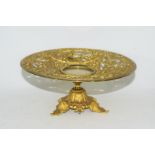 Gilt metal tazza with reticulated decoration of classical figures