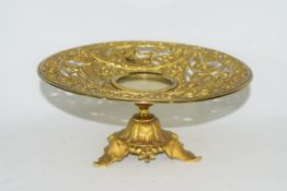 Gilt metal tazza with reticulated decoration of classical figures