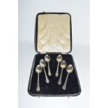Boxed set of six silver tea spoons