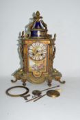 19th century French gilt metal clock with Sevres type porcelain panels