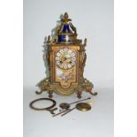 19th century French gilt metal clock with Sevres type porcelain panels
