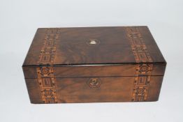 Late 19th century walnut and marquetry inlaid writing box