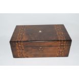 Late 19th century walnut and marquetry inlaid writing box