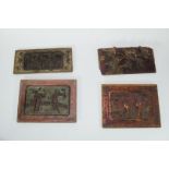 Group of seven Oriental wooden panels