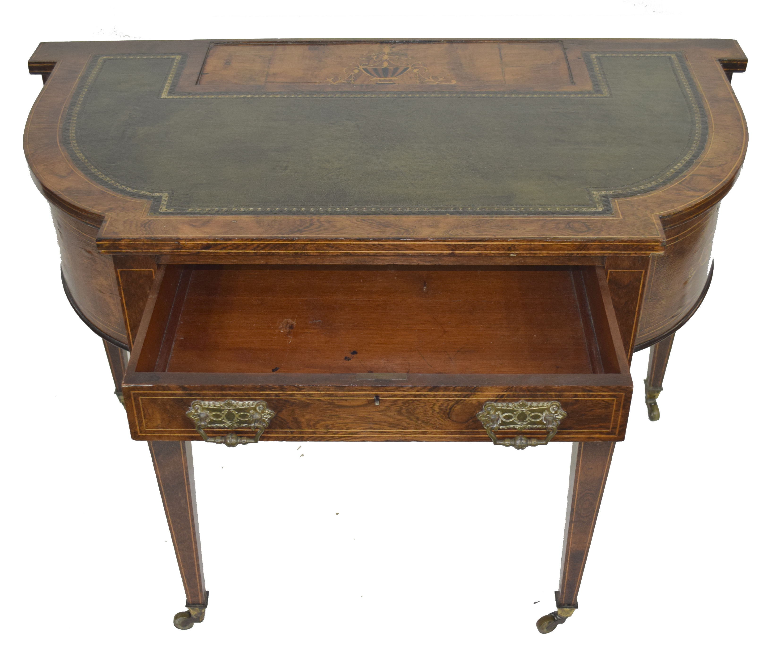 Late 19th century walnut veneered writing desk - Image 6 of 8