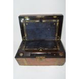 Victorian walnut veneered and brass mounted writing box